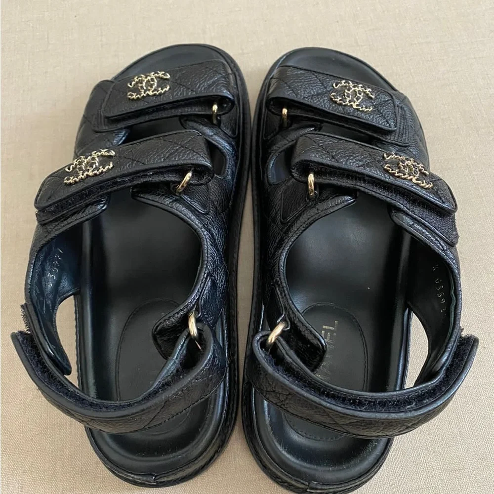 ** SOLD ** CHANEL CC DAD SANDALS - Picture 6 of 13